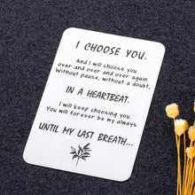 Load image into Gallery viewer, Engraved Couple Wallet Card Valentine Anniversary Gifts for Husband Boyfriend from Wife Girlfriend Birthday Christmas Wedding Engagement Metal Wallet Insert Card for Men Fiance Groom