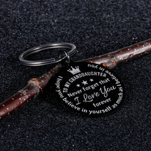 Load image into Gallery viewer, to My Granddaughter Gifts Keychain Inspirational Granddaughter Birthday Graduation Christmas from Grandma Grandpa to Girls Teenage Kids New Year Valentines Day Stocking Stuffer Present for Her