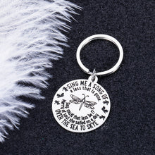 Load image into Gallery viewer, Outlander TV Show Gifts Keychain for Men Women Lamie Fraser Lover Outlander Fans Sing Me A Song of A Lass That is Gone Lyrics Dragonfly Keychain Skye Boat Song Dragonfly Lovers Jewelry for Him Her