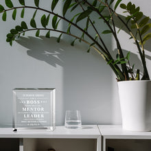 Load image into Gallery viewer, Boss Day Appreciation Gift for Leader Women Men Acrylic Office Decor Gift for Boss Lady Birthday Christmas Leaving Going Away Thank You Gift for Mentor Coworker Paperweight Keepsake for Him Her