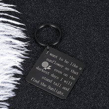 Load image into Gallery viewer, Sunflower Keychain for Women Inspirational Birthday Graduation Christmas Gifts for Sisters I Want to Be Like A Sunflower Uplifting Spiritual Black Pendant Friendship Present for Best Friends