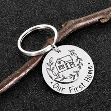 Load image into Gallery viewer, Our First Home Gift Keychain New Home Apartment Housewarming Gift for New Homeowner Couple Friend Family Realtor Closing Moving Home House Keyring Jewelry Presents for Men Women