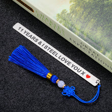 Load image into Gallery viewer, 11 Years Anniversary Valentine Gifts for Husband Wife I Love You Steel Bookmark Wedding Anniversary for Him Her Book Lovers Wifey Couple Christmas Birthday Gift for Hubby Women Men Stocking Stuffer