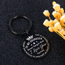 Load image into Gallery viewer, Grandson Gifts Keychain from Grandpa Grandma Graduation Birthday Christmas Inspirational Gift for Teen Boys Kids Men New Driver from Grandparents Stocking Stuffer for Him