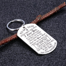 Load image into Gallery viewer, to My Son Gifts from Mom Dad Inspirational Keychain Birthday Graduation Christmas for Boys Men I Love You Key Pendant Back to School Anniversary New Year Going Away Present for Him