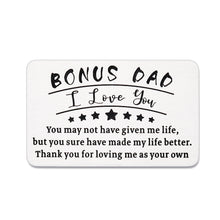 Load image into Gallery viewer, Fathers Day Bonus Dad Gifts Stepdad Gifts Wallet Insert Card for Dad Daddy Gifts from Daughter Son Kids Papa Birthday Metal Wallet Presents Father in Law Gift for Men Him Valentines Day Wedding