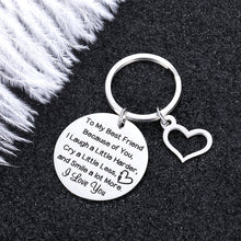 Load image into Gallery viewer, Friendship Gifts Keychain Thank You Gift to My Best Friend Because of You I Smile A Lot More I Love You Appreciation Gifts for BFF Sisters Birthday Graduation Valentine Christmas Gift for Teen Girls