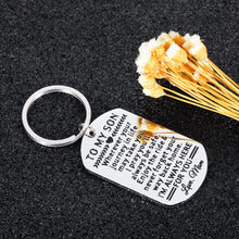 Load image into Gallery viewer, Mom to Son Gifts Keychain Birthday Graduation Christmas Gift Inspirational Wherever Your Journey in Life May Take You I Pray You'll Always Be Safe New Driver Going Away Present for Boys Teens