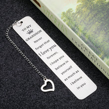 Load image into Gallery viewer, Grandson Gift from Grandma Grandpa Inspirational Bookmark Birthday High School College Graduation Christmas Gift for Grandson Teenager Boys Kids Men Love You Stocking Stuffer from Grandparents Nana