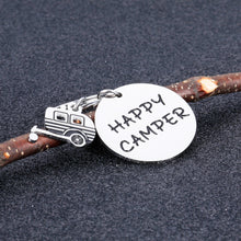 Load image into Gallery viewer, Camper Keychain Gifts for RV Camper Trailer Vacation Happy Camper Gifts for Friends Couples Women Men Camping Lovers Outdoor Present Keepsake Jewelry for Him Her