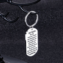 Load image into Gallery viewer, Valentine Gifts Husband Keychain for Him Boyfriend Anniversary Birthday to My Man Couple Wedding Long Distance Relationship Stocking Stuffer Gifts for Hubby Fiance Groom Key Pendant Jewelry