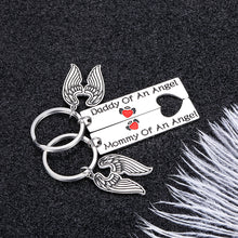 Load image into Gallery viewer, Aizza Miscarriage Sympathy Gifts Keychain Loss Memorial Mommy Daddy of an Angel Wing Keepsake Set of 2 Loss of Baby Child Infant Remembrance Key Chain Gift Jewelry