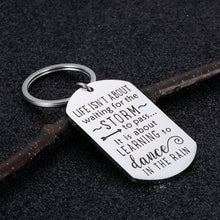 Load image into Gallery viewer, Encouragement Gifts for Daughter Son Motivational Keychain Inspirational Birthday Graduation Gift for Women Men Teenage Girls Boys Life Isn’t About Waiting The Storm Jewelry Charm