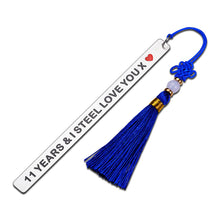 Load image into Gallery viewer, 11 Years Anniversary Valentine Gifts for Husband Wife I Love You Steel Bookmark Wedding Anniversary for Him Her Book Lovers Wifey Couple Christmas Birthday Gift for Hubby Women Men Stocking Stuffer