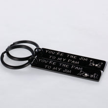 Load image into Gallery viewer, The Office Couple Gifts Keychain Set of 2 for Boyfriend Girlfriend Husband Wife Valentine Birthday Pres Jim and Pam Gift Engagement Wedding Anniversary Christmas TV Show Lover Keyring for Him Her