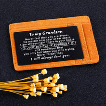 Load image into Gallery viewer, Grandson Gifts Wallet Card Insert from Grandma Grandpa, Valentine Graduation 2021 Birthday Gifts for Teen Boys Teenage Adult Grandson from Grandparents Inspirational Christmas Wallet Card for Him