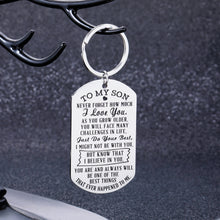 Load image into Gallery viewer, to My Son Gifts from Mom Dad Inspirational Keychain Birthday Graduation Christmas for Boys Men I Love You Key Pendant Back to School Anniversary New Year Going Away Present for Him