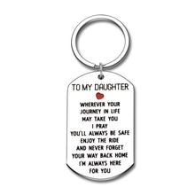 Load image into Gallery viewer, to My Daughter Gift Birthday Keychain from Mom Dad Inspirational Graduation Gift I’m Always Here for You Encouragement New Driver Going Away Key Chain Stocking Stuffer for Teens Girls