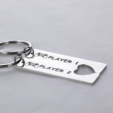 Load image into Gallery viewer, Funny Gamer Couple Gifts Player 1 Player 2 Keychain 2PCS for Boyfriend Girlfriend Valentine Birthday Anniversary Gift for Husband Wife Fiance Matching Christmas Present for Him Her