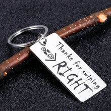Load image into Gallery viewer, Funny Keychain Gifts for Girlfriend Boyfriend Thanks for Swiping Right Valentine Birthday Anniversary Dating Gifts for Him Her Husband Wife Christmas Wedding Engagement Couple Gifts for Fiance Fiancee