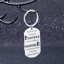 Load image into Gallery viewer, Funny Brother Gift Keychain from Sister Bro Birthday Christmas Graduation Friendship Gift for Big Little Brother in Law Best Friend Wedding Fraternity Keyring for BFF Men Family Present