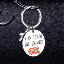 Load image into Gallery viewer, 2021 Find Joy in The Journey Camping Keychain Gifts for Camper Traveler RV Owner Graduation Retirement Gift for Women Men Boss Coworker Graduation Happy Camper Gifts Decor RV Motorhome Accessories