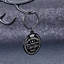 Load image into Gallery viewer, Grandson Gifts Keychain from Grandpa Grandma Graduation Birthday Christmas Inspirational Gift for Teen Boys Kids Men New Driver from Grandparents Stocking Stuffer for Him