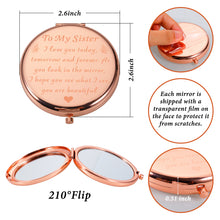 Load image into Gallery viewer, Birthday Gift for Sisters Compact Mirror from Sister Brother Friend Christmas Graduation Friendship Gift for Best Friend Big Little Sister Women Valentine Wedding Travel Makeup Gift for Girl Her
