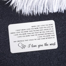 Load image into Gallery viewer, Anniversary Gift Wallet Insert Card for Men Women Valentines Day Birthday Wedding Gift for Husband Boyfriend from Wife Girfriend Couple Engraved Metal Wallet Card Christmas Stocking Stuffer for Him