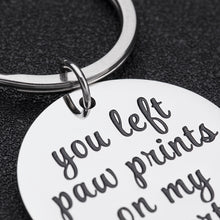 Load image into Gallery viewer, Pet Memorial Keychain Loss of Pet Gift Personalized Remembrance Keyring Sympathy Gift Angel pet in Heaven Keyring Pet Grief Gift You Left Pawprint on My Heart