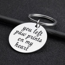 Load image into Gallery viewer, Pet Memorial Keychain Loss of Pet Gift Personalized Remembrance Keyring Sympathy Gift Angel pet in Heaven Keyring Pet Grief Gift You Left Pawprint on My Heart