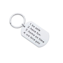 Load image into Gallery viewer, New Driver Keychain Gift for Daughter Son Husband Inspirational Birthday Graduation Christmas Gift Be Safe Have Fun We Love You Keychain Charm Gift for Trucker Men Women Teenage