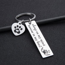 Load image into Gallery viewer, Pet Dog Memorial Keychain for Pet Dog Cat Lover Sympathy Gift Loss of Dog Personalized Remembrance Key Chain with Dog Cat Paw Prints Gifts Forever in My Heart for Pet Owner Men Women