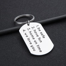 Load image into Gallery viewer, New Driver Keychain Gift for Daughter Son Husband Inspirational Birthday Graduation Christmas Gift Be Safe Have Fun We Love You Keychain Charm Gift for Trucker Men Women Teenage