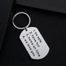 Load image into Gallery viewer, New Driver Keychain Gift for Daughter Son Husband Inspirational Birthday Graduation Christmas Gift Be Safe Have Fun We Love You Keychain Charm Gift for Trucker Men Women Teenage
