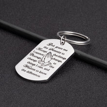 Load image into Gallery viewer, Christian Keychain Encouragement Gifts for Men Women Sobriety Addiction Recovery Dog Tag Serenity Prayer Gift for Him Her Inspirational Religious Birthday Christmas Key Chain