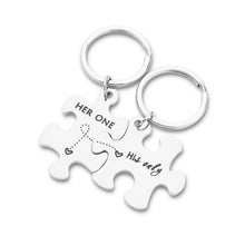 Load image into Gallery viewer, Couple Keychain Gifts for Husband Wife Puzzle Keychain Set of 2 Key Ring Charm Valentines Day Wedding Anniversary Christmas Gifts for Him Her