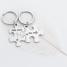 Load image into Gallery viewer, Couple Keychain Gifts for Husband Wife Puzzle Keychain Set of 2 Key Ring Charm Valentines Day Wedding Anniversary Christmas Gifts for Him Her