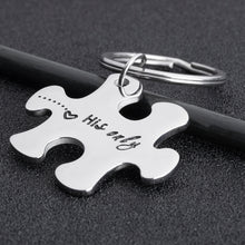 Load image into Gallery viewer, Couple Keychain Gifts for Husband Wife Puzzle Keychain Set of 2 Key Ring Charm Valentines Day Wedding Anniversary Christmas Gifts for Him Her