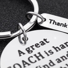 Load image into Gallery viewer, Coach Gifts Keychain Football Basketball Swimming Baseball Appreciation Gifts for Coach A Great Coach is Hard to Forget Thank You Gifts for Men Women