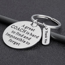 Load image into Gallery viewer, Coach Gifts Keychain Football Basketball Swimming Baseball Appreciation Gifts for Coach A Great Coach is Hard to Forget Thank You Gifts for Men Women