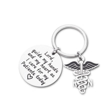 Load image into Gallery viewer, Nurse Prayer Keychain Gift for Nursing School Graduate Lord Guide My Hands Personalized Gift for Medical Students RN Graduation Birthday Christmas Gift for Nurse