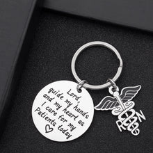 Load image into Gallery viewer, Nurse Prayer Keychain Gift for Nursing School Graduate Lord Guide My Hands Personalized Gift for Medical Students RN Graduation Birthday Christmas Gift for Nurse