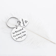 Load image into Gallery viewer, Godmother Gifts Keychain Religious Jewelry Baptism Thank You Gift Birthday Stocking Stuffer for Beloved Godmother from Godson Goddaughter So Blessed to Have You in My Life