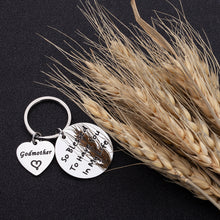 Load image into Gallery viewer, Godmother Gifts Keychain Religious Jewelry Baptism Thank You Gift Birthday Stocking Stuffer for Beloved Godmother from Godson Goddaughter So Blessed to Have You in My Life
