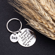 Load image into Gallery viewer, Fathers Day Gifs for Dad Keychain from Daughter I’ll Always be Your Little Girl Birthday Gif for Daddy Father in Law Father of The Bride XMAS Keyring Present from Kids for Men Him