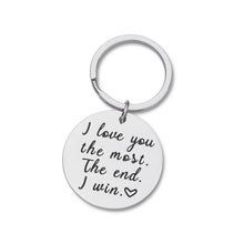 Load image into Gallery viewer, Husband Wife Keychain Gifts for Birthday Anniversary Wedding Present for Boyfriend Girlfriend Romantic Gift Idea Key Ring for Him Her I Love You Most i Win