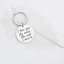 Load image into Gallery viewer, Husband Wife Keychain Gifts for Birthday Anniversary Wedding Present for Boyfriend Girlfriend Romantic Gift Idea Key Ring for Him Her I Love You Most i Win