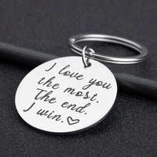 Load image into Gallery viewer, Husband Wife Keychain Gifts for Birthday Anniversary Wedding Present for Boyfriend Girlfriend Romantic Gift Idea Key Ring for Him Her I Love You Most i Win