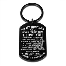 Load image into Gallery viewer, Anniversary Husband Keychain from Wife Birthday Valentine’s Day Present for Hubby Fiance Bridegroom Wedding Xmas Present Husband Fathers Day Couple Keyring Keepsake for Him Men